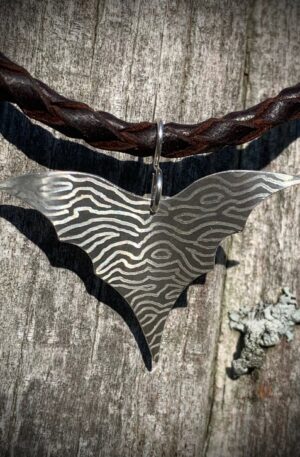 Pendentif chauve-souris argent oxydé