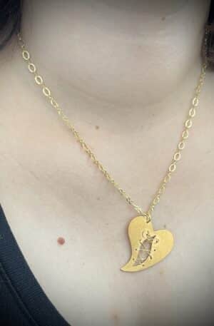 Pendentif cœur en laiton doré