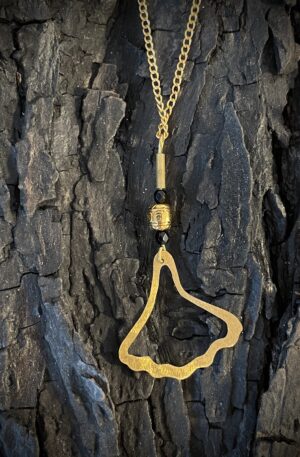 Pendentif ginko en laiton doré